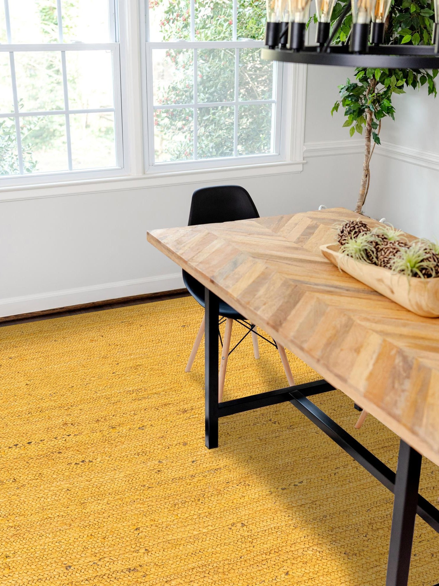 Yellow 2' x 3' 1 Braided Jute Rectangle Area Rug 100% Jute Hand Braided Natural Eco-Friendly Boho Style Carpet for Living Rooms Dining Office Space Dorms for Sale at Rug Engine