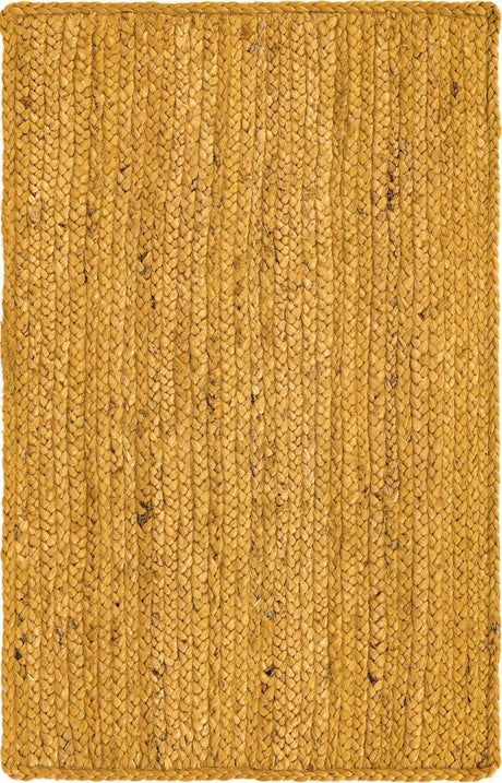 Yellow 2' x 3' 1 Braided Jute Rectangle Rug