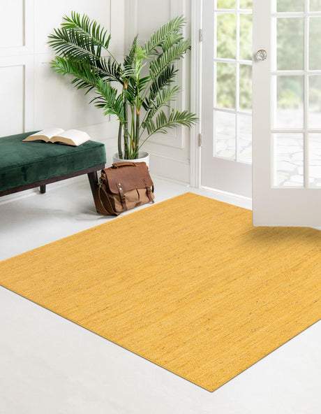 Yellow 8' x 8' Braided Jute Square Area Rug 100% Jute Hand Braided Natural Eco-Friendly Boho Style Carpet for Living Rooms Dining Office Space Dorms for Sale at Rug Engine