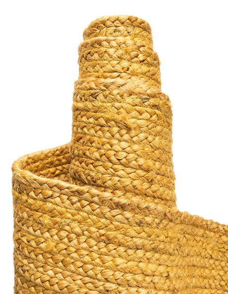 Yellow 8' x 8' Braided Jute Square Area Rug 100% Jute Hand Braided Natural Eco-Friendly Boho Style Carpet for Living Rooms Dining Office Space Dorms for Sale at Rug Engine