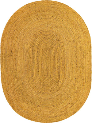 Yellow 8' x 10' Braided Jute Oval Rug