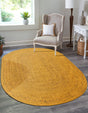 Yellow 5' 1 x 8' Braided Jute Oval Rug
