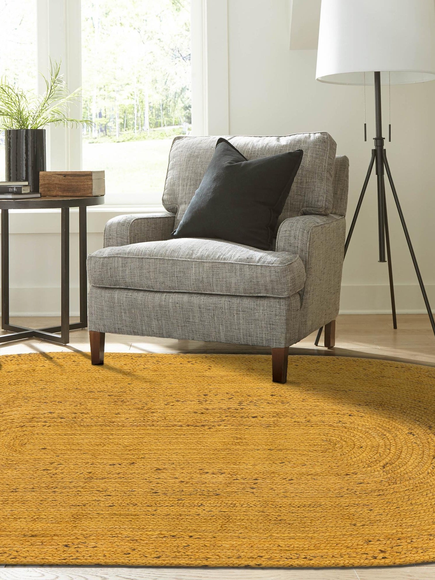 Yellow 3' 3 x 5' 1 Braided Jute Oval Area Rug 100% Jute Hand Braided Natural Eco-Friendly Boho Style Carpet for Living Rooms Dining Office Space Dorms for Sale at Rug Engine