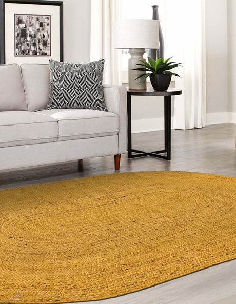 Yellow 3' 3 x 5' 1 Braided Jute Oval Area Rug 100% Jute Hand Braided Natural Eco-Friendly Boho Style Carpet for Living Rooms Dining Office Space Dorms for Sale at Rug Engine