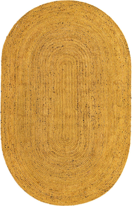 Yellow 5' 1 x 8' Braided Jute Oval Rug