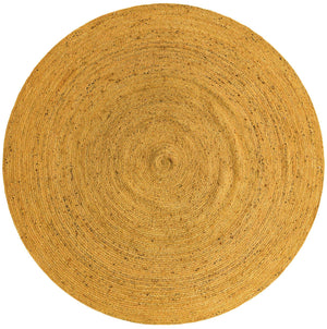 Yellow 8' x 8' Braided Jute Round Rug