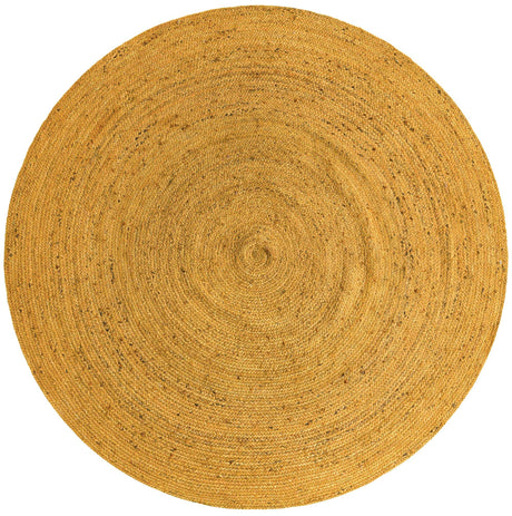 Yellow 8' x 8' Braided Jute Round Rug
