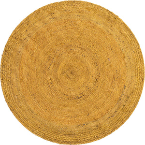 Yellow 5' 1 x 5' 1 Braided Jute Round Rug