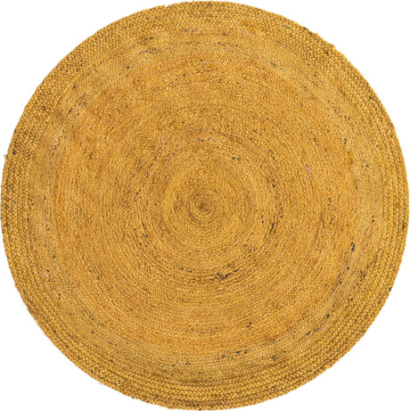 Yellow 5' 1 x 5' 1 Braided Jute Round Rug