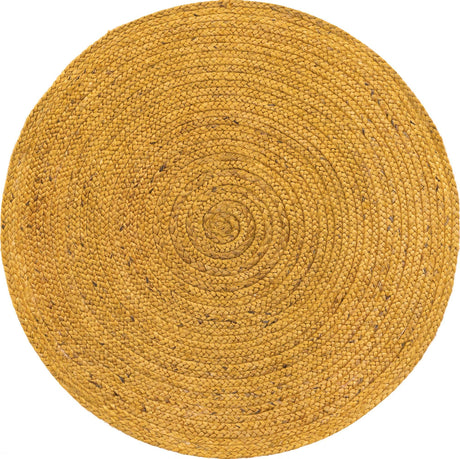 Yellow 3' 3 x 3' 3 Braided Jute Round Rug