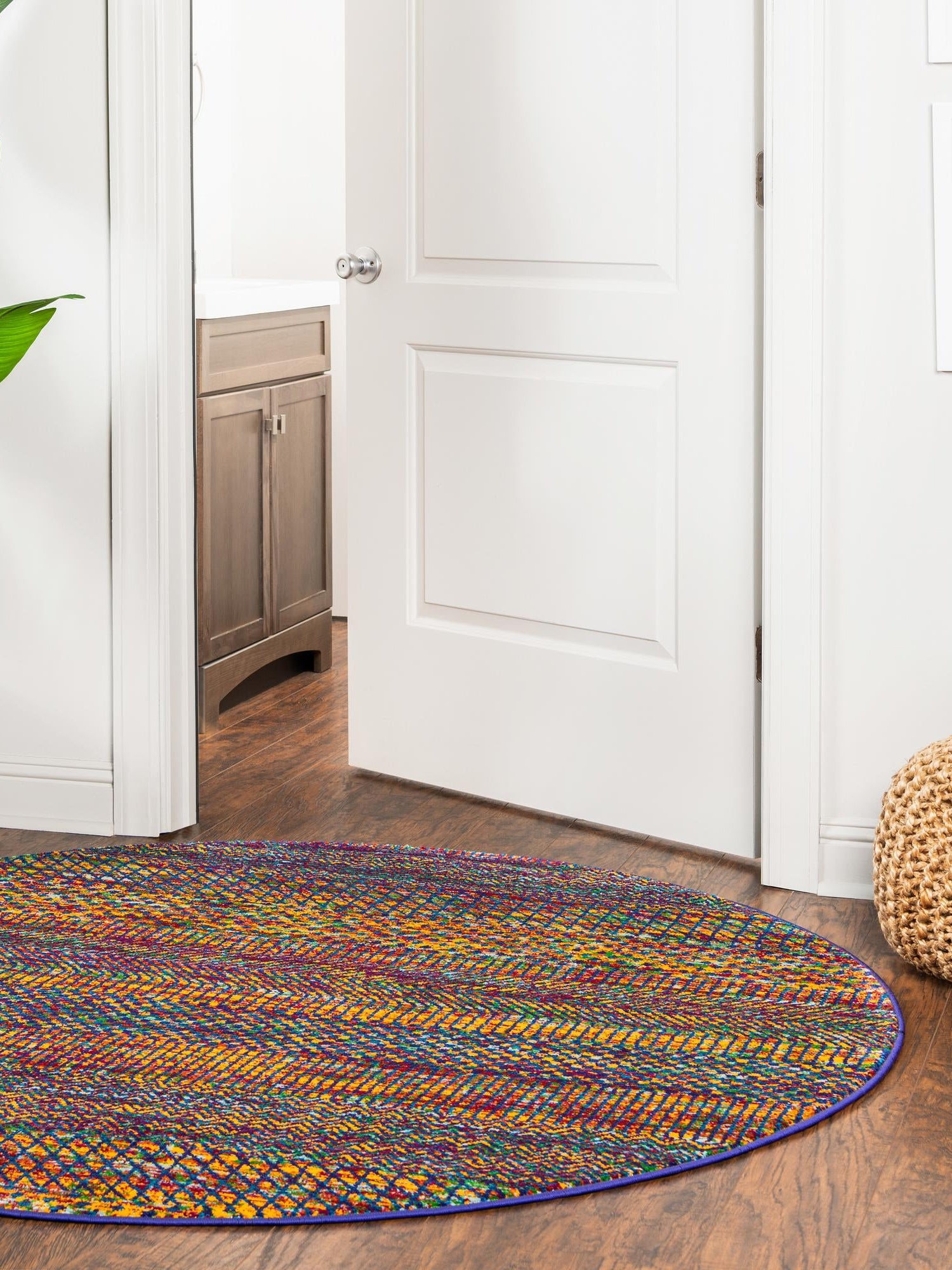 Multicolor 5' 3 x 5' 3 Calypso Round Area Rug 100% Polypropylene With Cotton Backing Colorful Vivid Traditional Design Carpet for Living Office Dining Rooms for Sale at Rug Engine