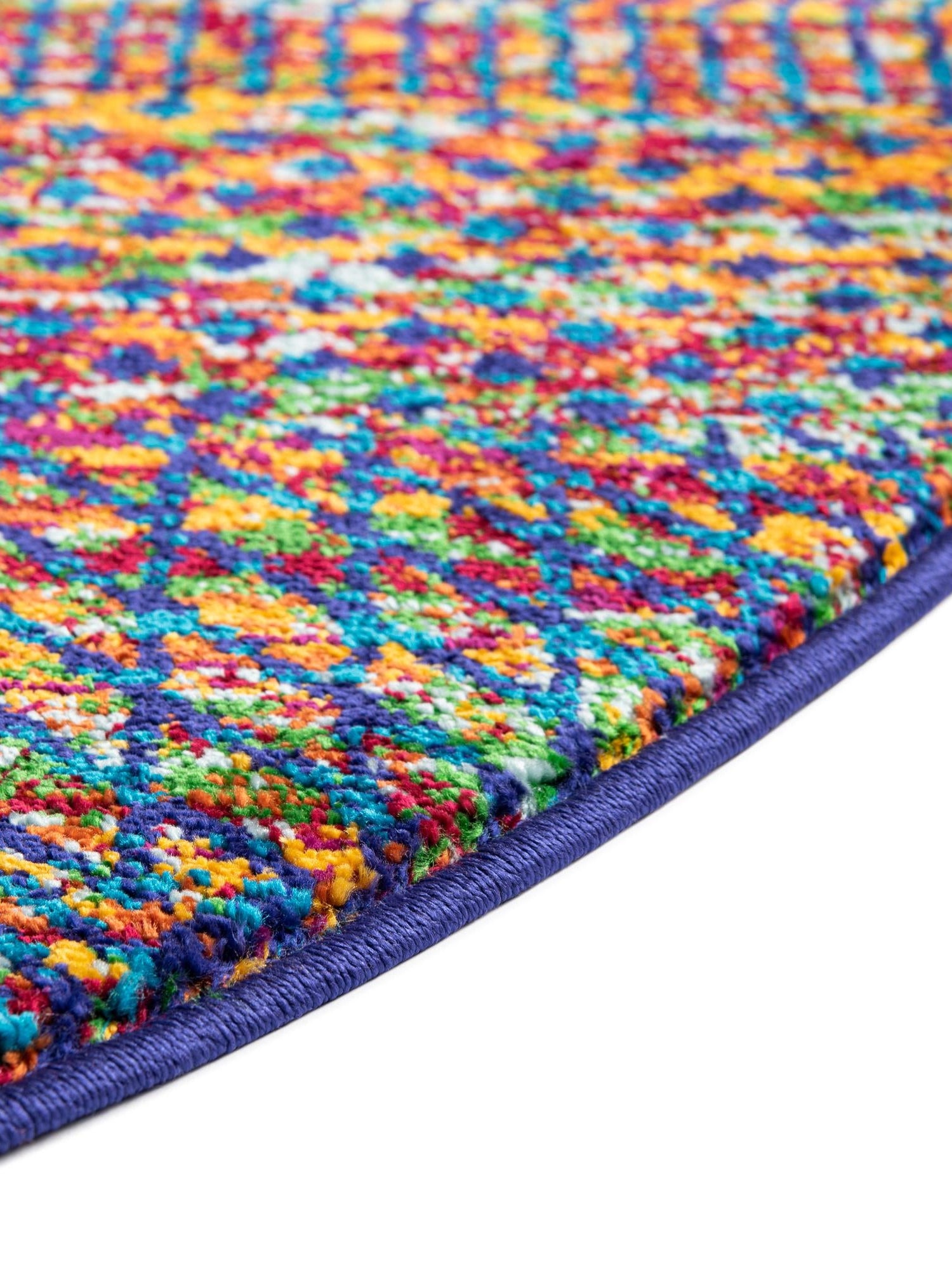 Multicolor 4' x 4' Calypso Round Area Rug 100% Polypropylene With Cotton Backing Colorful Vivid Traditional Design Carpet for Living Office Dining Rooms for Sale at Rug Engine