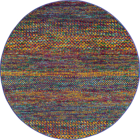 Multicolor 5' 3 x 5' 3 Calypso Round Area Rug 100% Polypropylene With Cotton Backing Colorful Vivid Traditional Design Carpet for Living Office Dining Rooms for Sale at Rug Engine