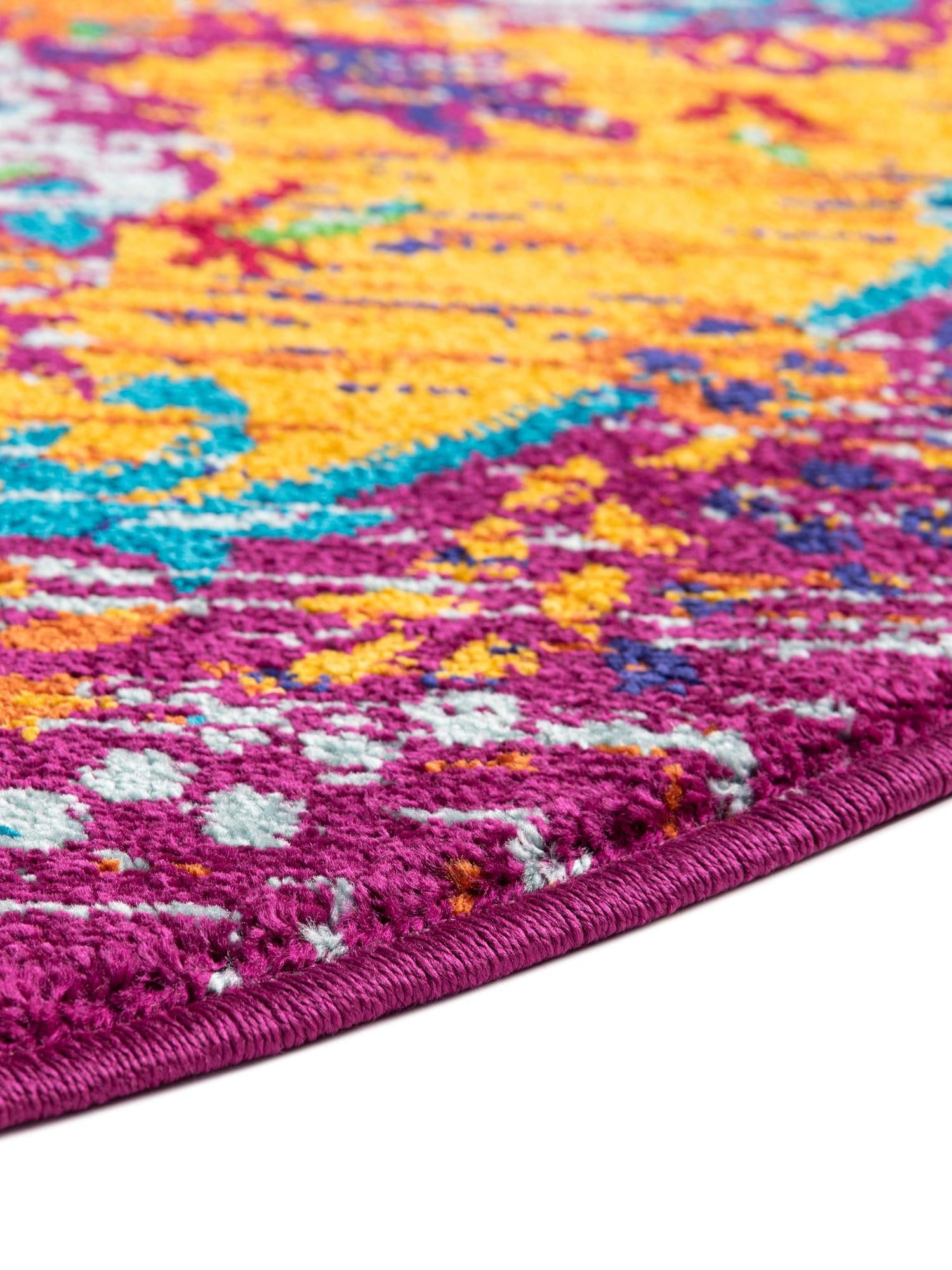 Orange 4' x 4' Calypso Round Area Rug 100% Polypropylene With Cotton Backing Colorful Vivid Traditional Design Carpet for Living Office Dining Rooms for Sale at Rug Engine