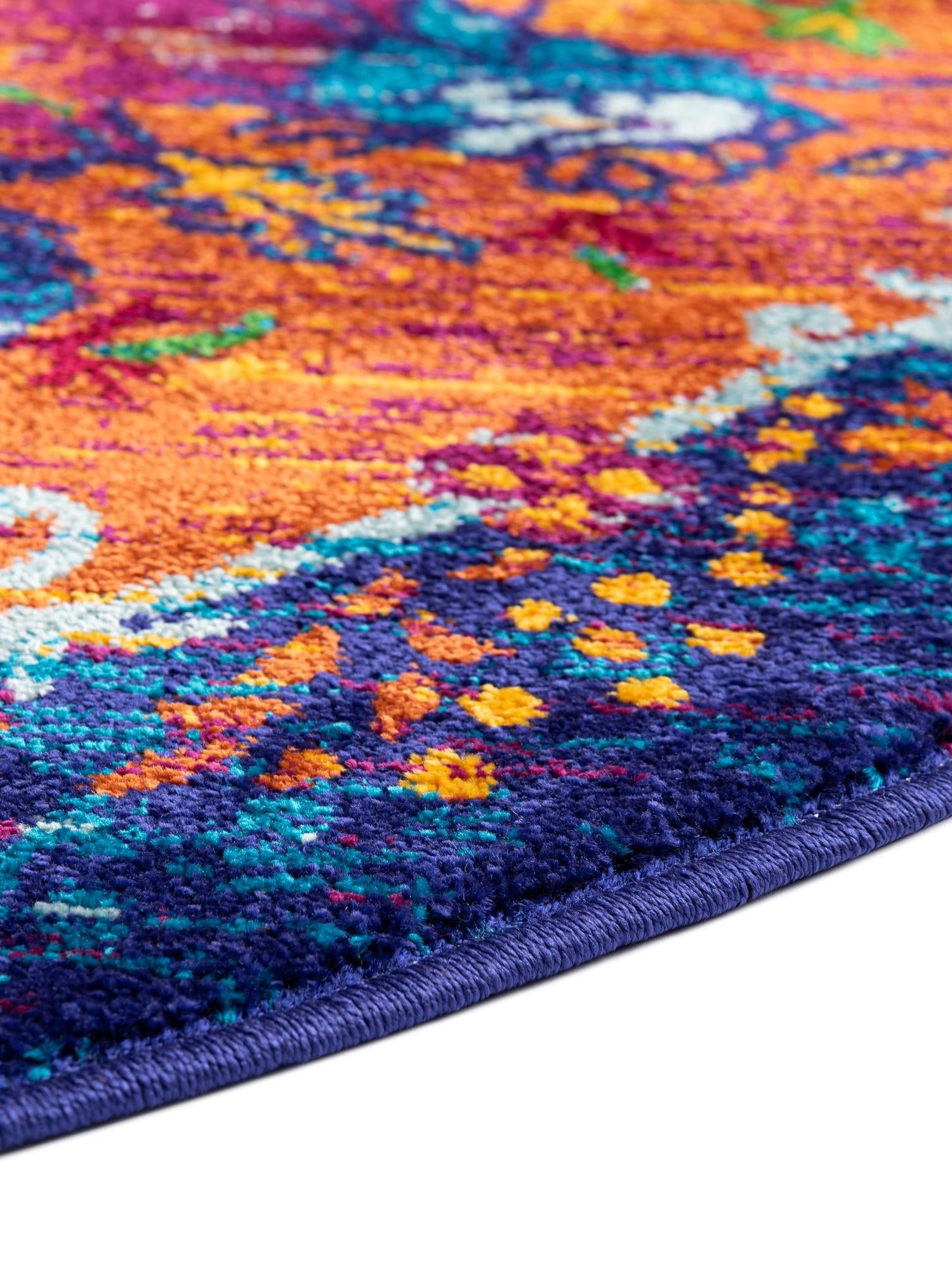 Fuchsia 5' 3 x 5' 3 Calypso Round Area Rug 100% Polypropylene With Cotton Backing Colorful Vivid Traditional Design Carpet for Living Office Dining Rooms for Sale at Rug Engine