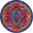 Fuchsia 5' 3 x 5' 3 Calypso Round Area Rug 100% Polypropylene With Cotton Backing Colorful Vivid Traditional Design Carpet for Living Office Dining Rooms for Sale at Rug Engine