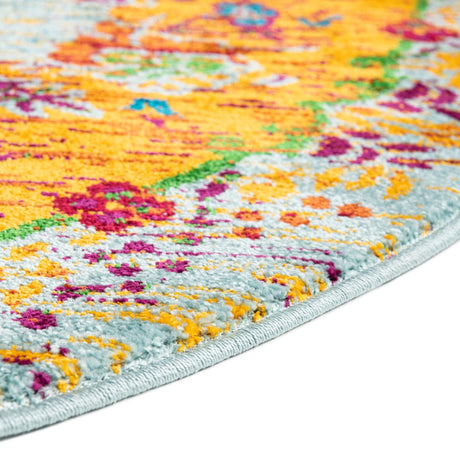 Aqua 4' x 4' Calypso Round Area Rug 100% Polypropylene With Cotton Backing Colorful Vivid Traditional Design Carpet for Living Office Dining Rooms for Sale at Rug Engine