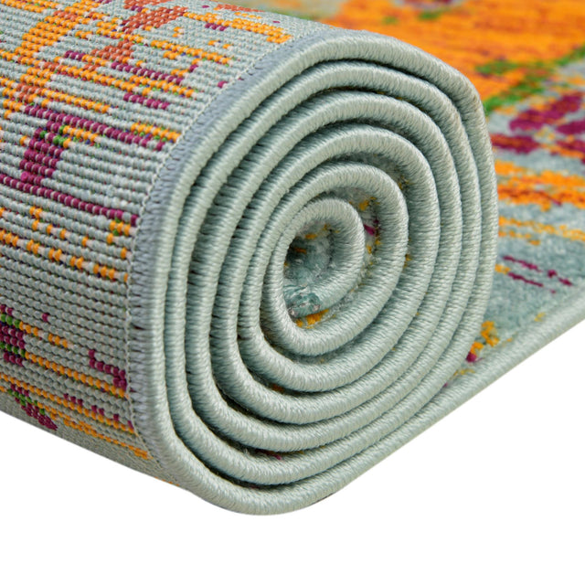 Aqua 5' 3 x 5' 3 Calypso Round Area Rug 100% Polypropylene With Cotton Backing Colorful Vivid Traditional Design Carpet for Living Office Dining Rooms for Sale at Rug Engine