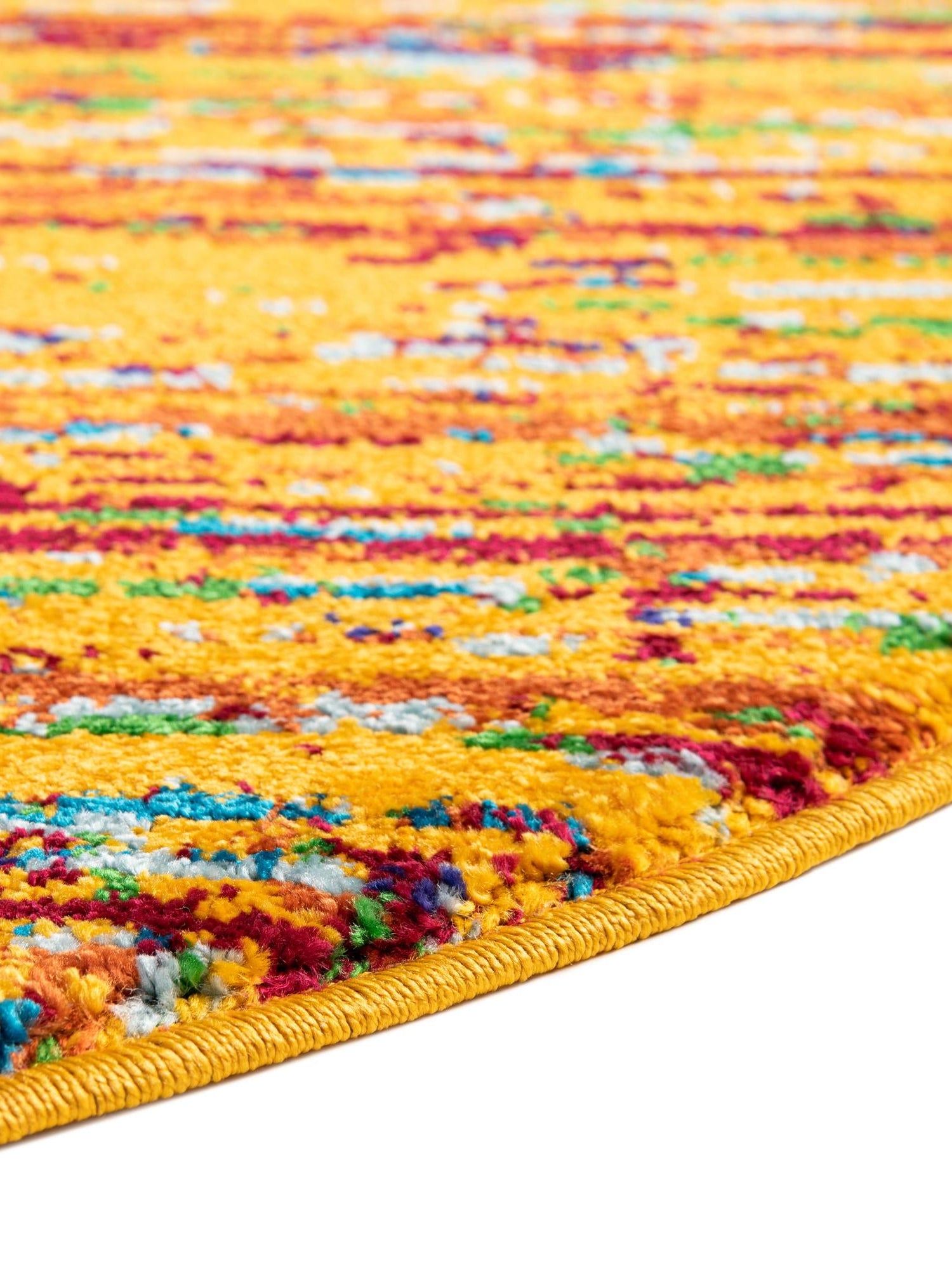 Yellow 7' 10 x 7' 10 Calypso Round Area Rug 100% Polypropylene With Cotton Backing Colorful Vivid Traditional Design Carpet for Living Office Dining Rooms for Sale at Rug Engine