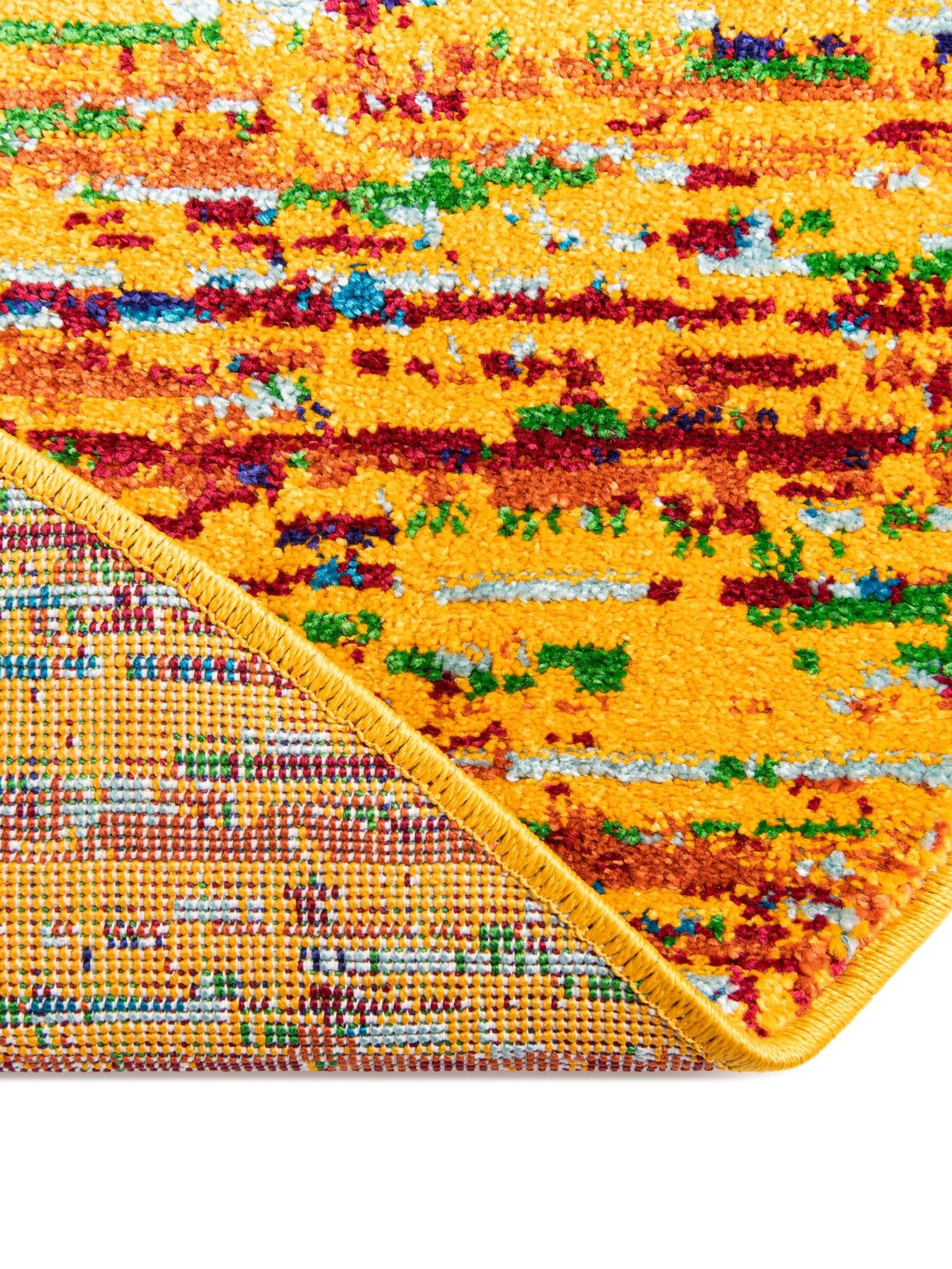 Yellow 7' 10 x 7' 10 Calypso Round Area Rug 100% Polypropylene With Cotton Backing Colorful Vivid Traditional Design Carpet for Living Office Dining Rooms for Sale at Rug Engine