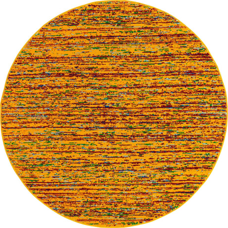 Yellow 5' 3 x 5' 3 Calypso Round Area Rug 100% Polypropylene With Cotton Backing Colorful Vivid Traditional Design Carpet for Living Office Dining Rooms for Sale at Rug Engine