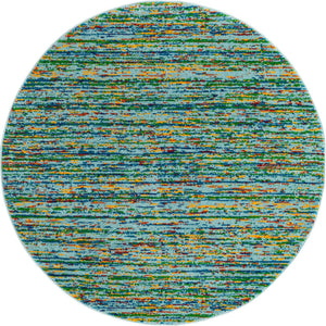 Aqua 5' 3 x 5' 3 Calypso Round Area Rug 100% Polypropylene With Cotton Backing Colorful Vivid Traditional Design Carpet for Living Office Dining Rooms for Sale at Rug Engine
