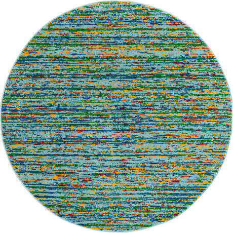 Aqua 5' 3 x 5' 3 Calypso Round Area Rug 100% Polypropylene With Cotton Backing Colorful Vivid Traditional Design Carpet for Living Office Dining Rooms for Sale at Rug Engine