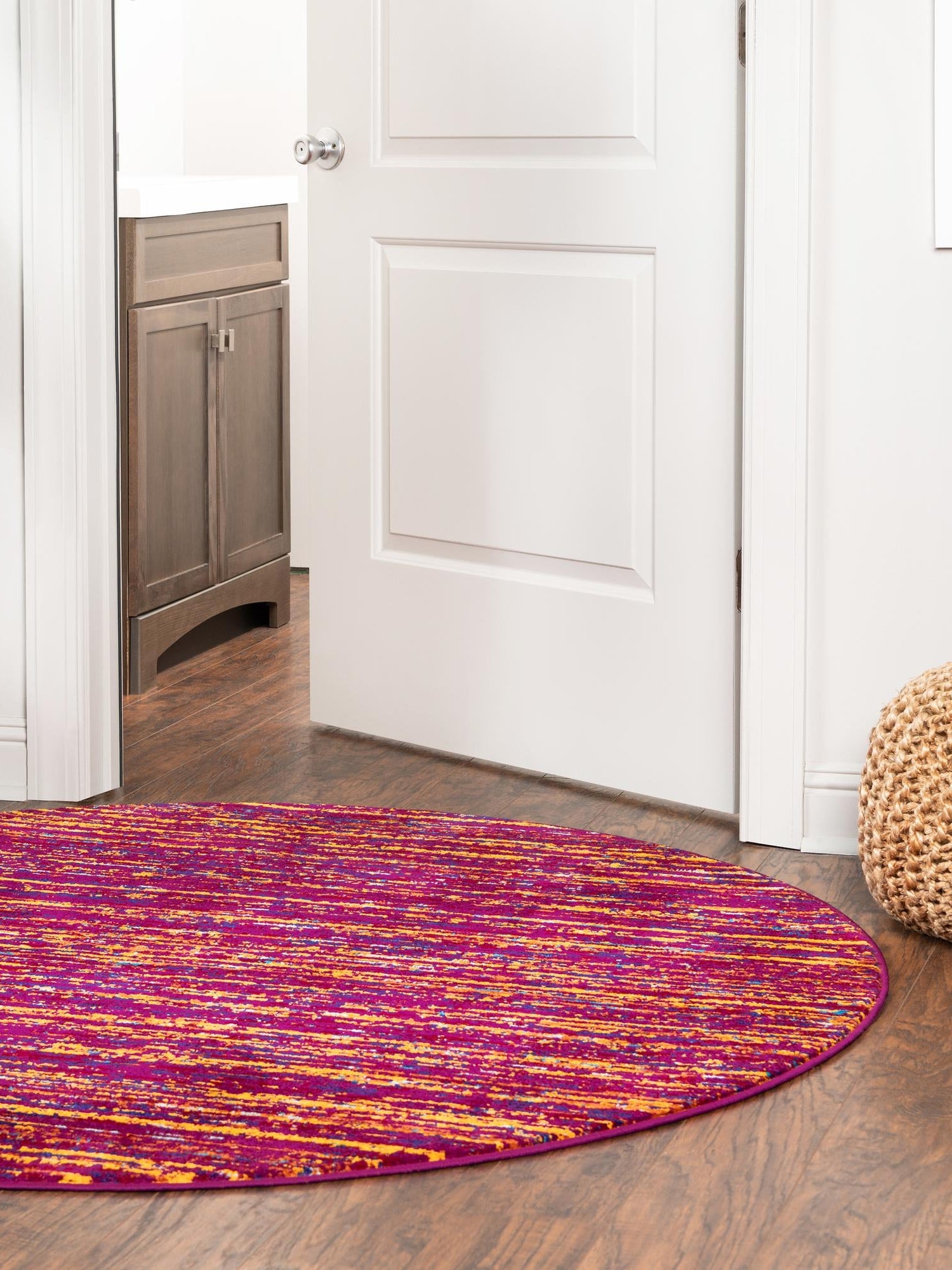 Pink 7' 10 x 7' 10 Calypso Round Area Rug 100% Polypropylene With Cotton Backing Colorful Vivid Traditional Design Carpet for Living Office Dining Rooms for Sale at Rug Engine