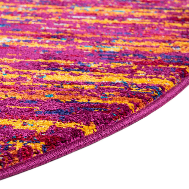 Pink 4' x 4' Calypso Round Area Rug 100% Polypropylene With Cotton Backing Colorful Vivid Traditional Design Carpet for Living Office Dining Rooms for Sale at Rug Engine