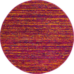 Pink 5' 3 x 5' 3 Calypso Round Area Rug 100% Polypropylene With Cotton Backing Colorful Vivid Traditional Design Carpet for Living Office Dining Rooms for Sale at Rug Engine