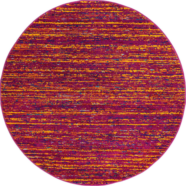 Pink 5' 3 x 5' 3 Calypso Round Area Rug 100% Polypropylene With Cotton Backing Colorful Vivid Traditional Design Carpet for Living Office Dining Rooms for Sale at Rug Engine
