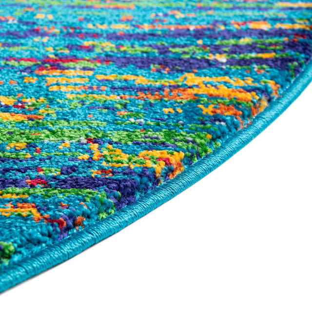 Navy Blue 5' 3 x 5' 3 Calypso Round Area Rug 100% Polypropylene With Cotton Backing Colorful Vivid Traditional Design Carpet for Living Office Dining Rooms for Sale at Rug Engine