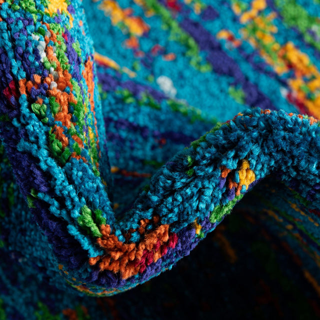 Navy Blue 5' 3 x 5' 3 Calypso Round Area Rug 100% Polypropylene With Cotton Backing Colorful Vivid Traditional Design Carpet for Living Office Dining Rooms for Sale at Rug Engine