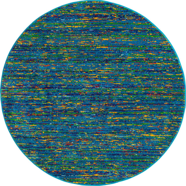 Navy Blue 5' 3 x 5' 3 Calypso Round Area Rug 100% Polypropylene With Cotton Backing Colorful Vivid Traditional Design Carpet for Living Office Dining Rooms for Sale at Rug Engine
