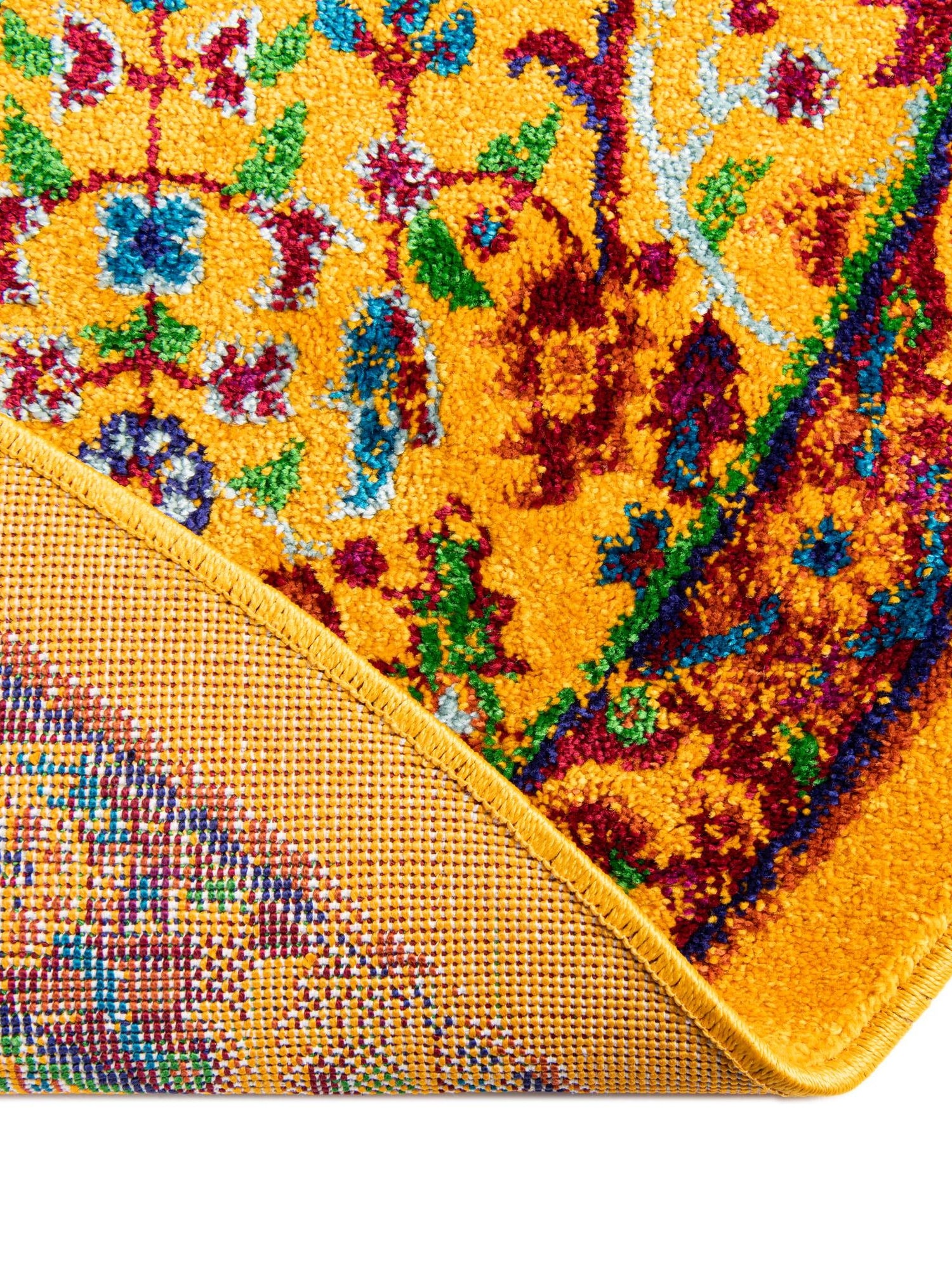 Yellow 4' x 4' Calypso Round Area Rug 100% Polypropylene With Cotton Backing Colorful Vivid Traditional Design Carpet for Living Office Dining Rooms for Sale at Rug Engine