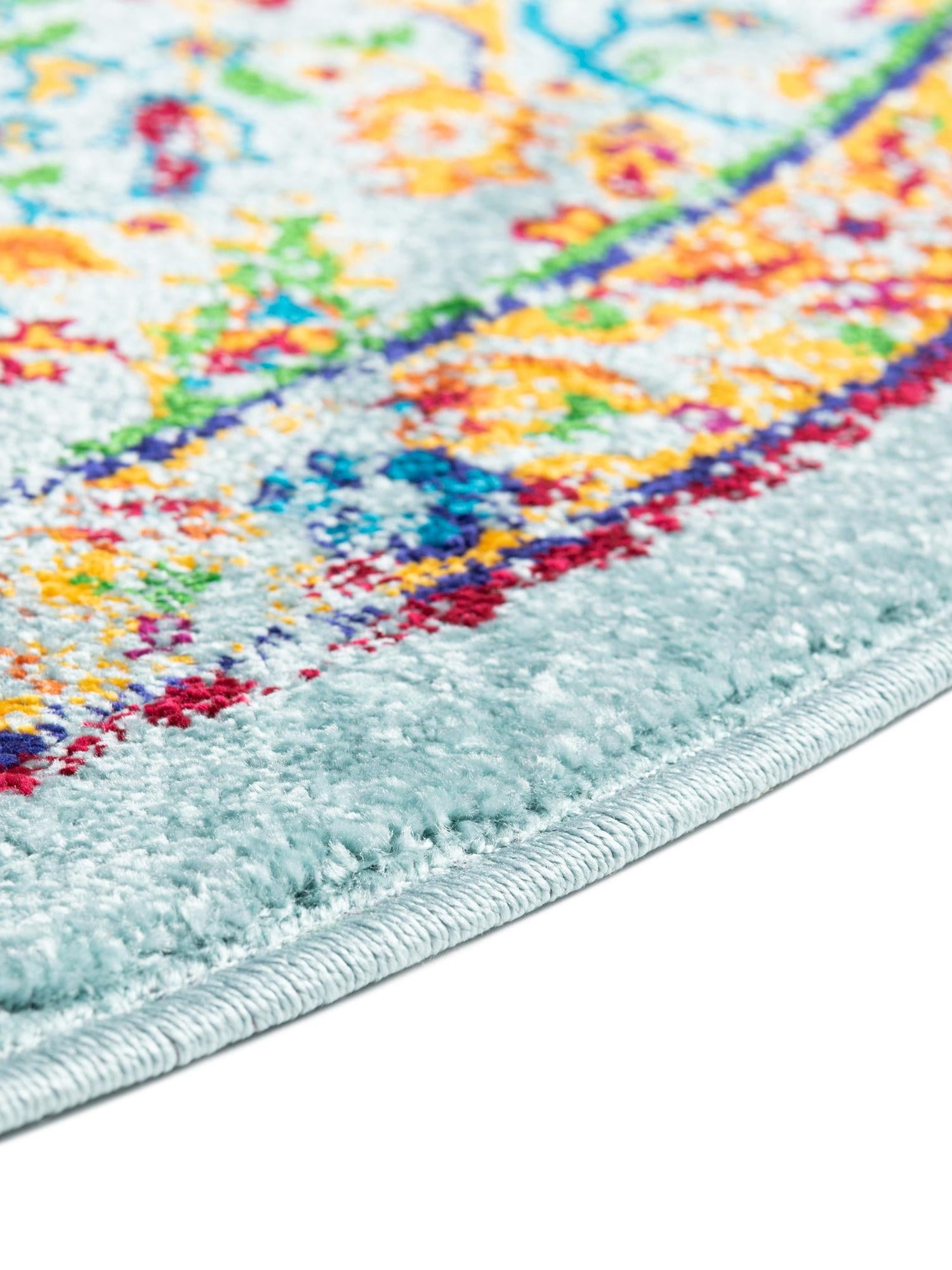 Aqua 6' 1 x 6' 1 Calypso Round Area Rug 100% Polypropylene With Cotton Backing Colorful Vivid Traditional Design Carpet for Living Office Dining Rooms for Sale at Rug Engine