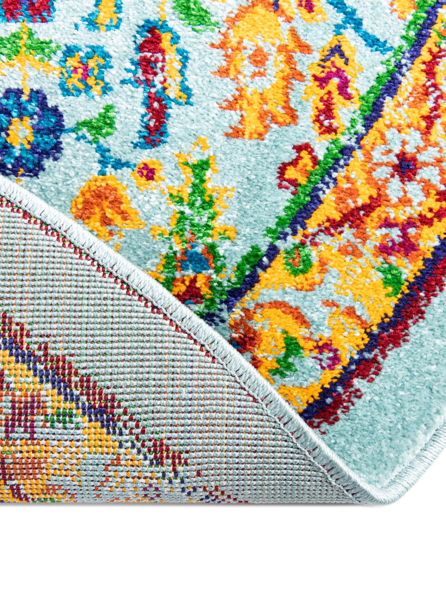 Aqua 6' 1 x 6' 1 Calypso Round Area Rug 100% Polypropylene With Cotton Backing Colorful Vivid Traditional Design Carpet for Living Office Dining Rooms for Sale at Rug Engine