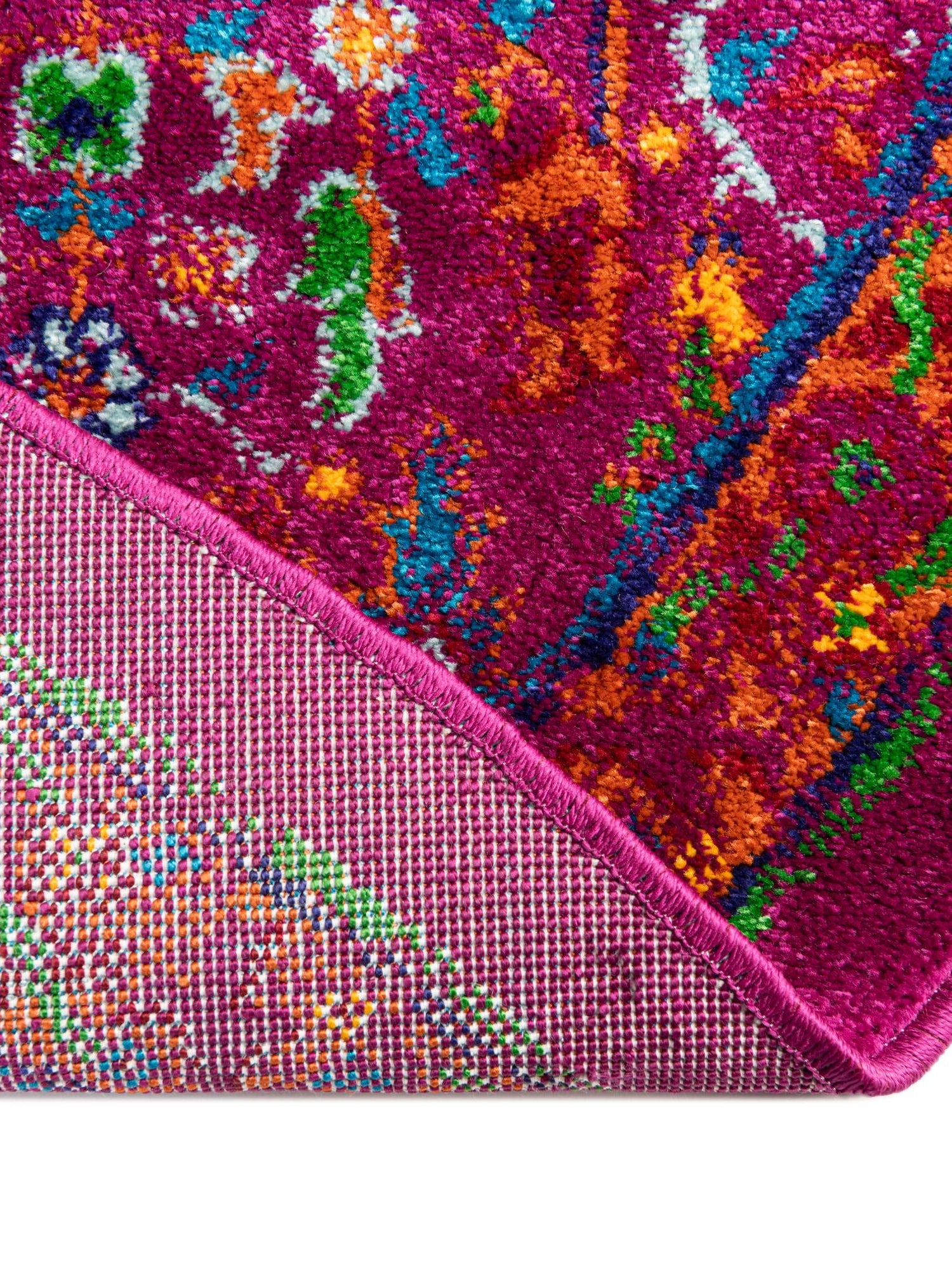Pink 5' 3 x 5' 3 Calypso Round Area Rug 100% Polypropylene With Cotton Backing Colorful Vivid Traditional Design Carpet for Living Office Dining Rooms for Sale at Rug Engine