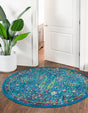 Navy Blue 5' 3 x 5' 3 Calypso Round Area Rug 100% Polypropylene With Cotton Backing Colorful Vivid Traditional Design Carpet for Living Office Dining Rooms for Sale at Rug Engine