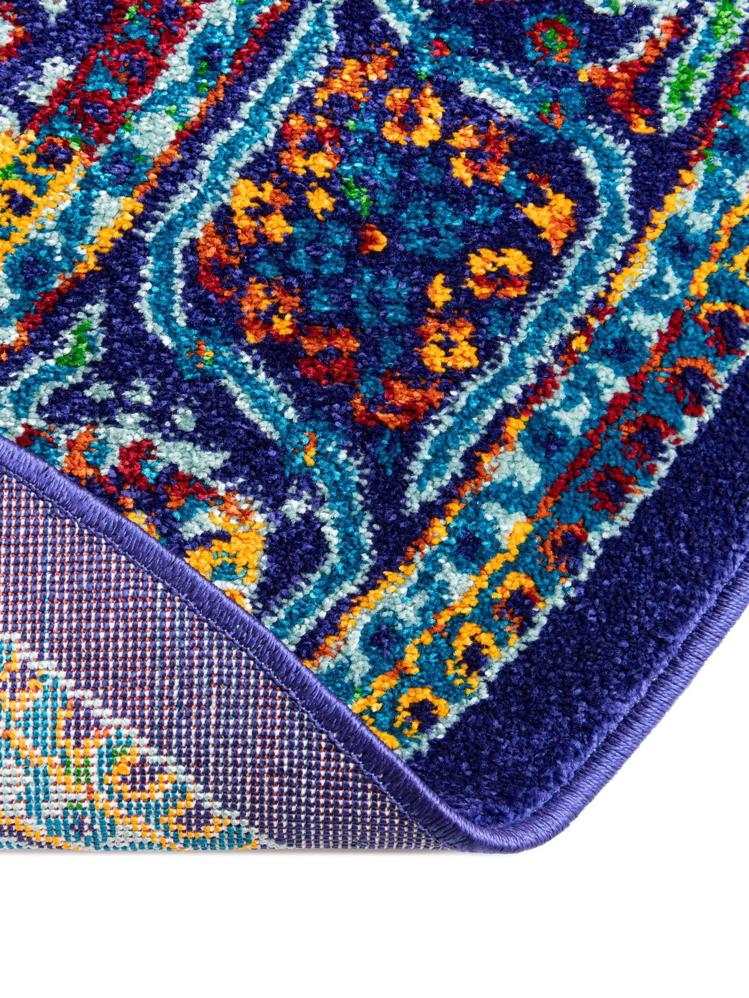 Navy Blue 6' 1 x 6' 1 Calypso Round Area Rug 100% Polypropylene With Cotton Backing Colorful Vivid Traditional Design Carpet for Living Office Dining Rooms for Sale at Rug Engine