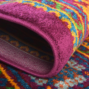Fuchsia 4' x 4' Calypso Round Area Rug 100% Polypropylene With Cotton Backing Colorful Vivid Traditional Design Carpet for Living Office Dining Rooms for Sale at Rug Engine