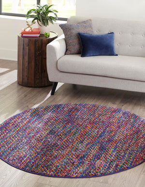 Multicolor 7' 10 x 7' 10 Calypso Round Area Rug 100% Polypropylene With Cotton Backing Colorful Vivid Traditional Design Carpet for Living Office Dining Rooms for Sale at Rug Engine