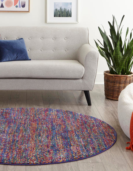 Multicolor 5' 3 x 5' 3 Calypso Round Area Rug 100% Polypropylene With Cotton Backing Colorful Vivid Traditional Design Carpet for Living Office Dining Rooms for Sale at Rug Engine