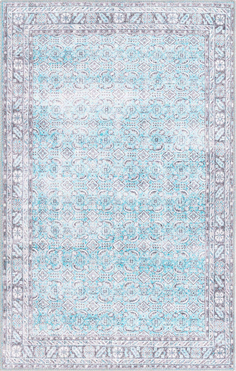 Blue 4' x 6' Timeless Washable Rectangle Rug