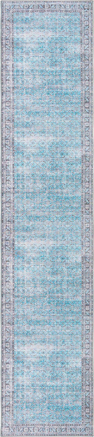 Blue 2' 6 x 12' Timeless Washable Runner Rug