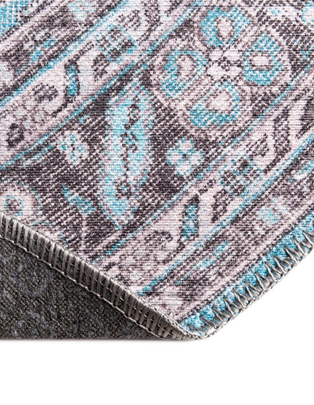 Blue 4' x 4' Timeless Washable Round Rug