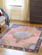 Washable Pink 6' 1 x 9' Timeless Rectangle Area Rug Easy to Clean Stain Resistant & Durable Traditional Classic Vintage Design Carpet for Sale at Rug Engine