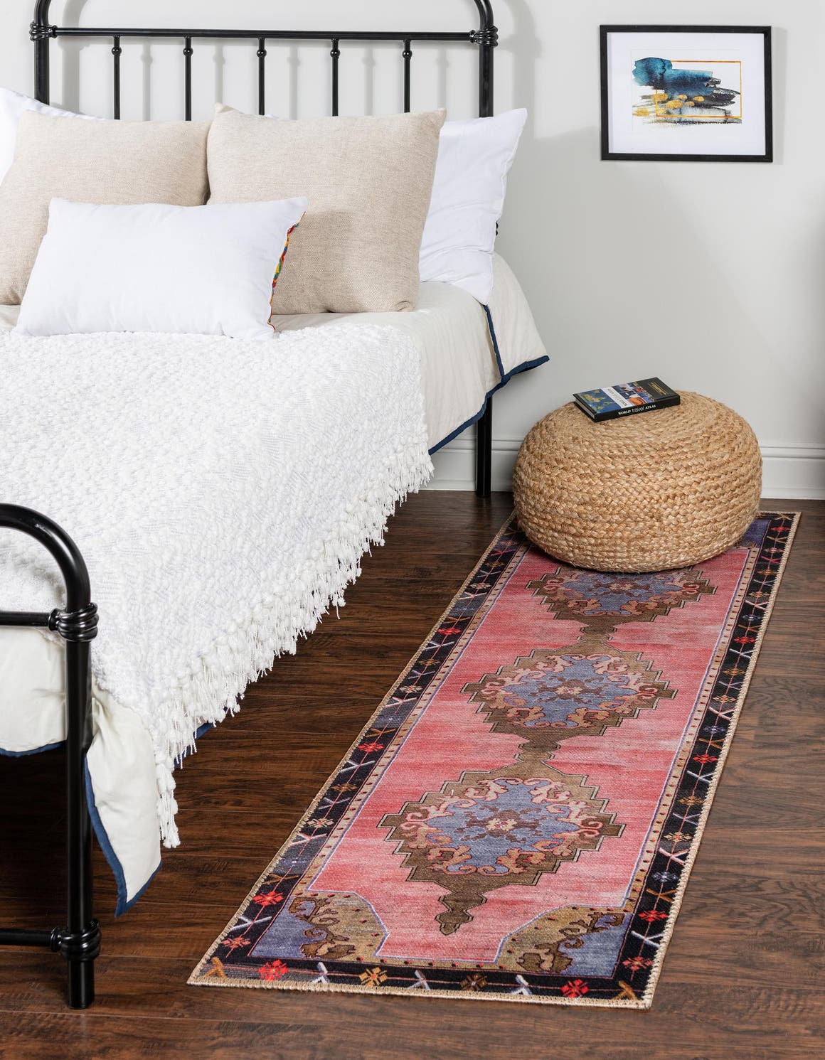 Washable Pink 2' 6 x 10' Timeless Runner Area Rug Easy to Clean Stain Resistant & Durable Traditional Classic Vintage Design Carpet for Sale at Rug Engine