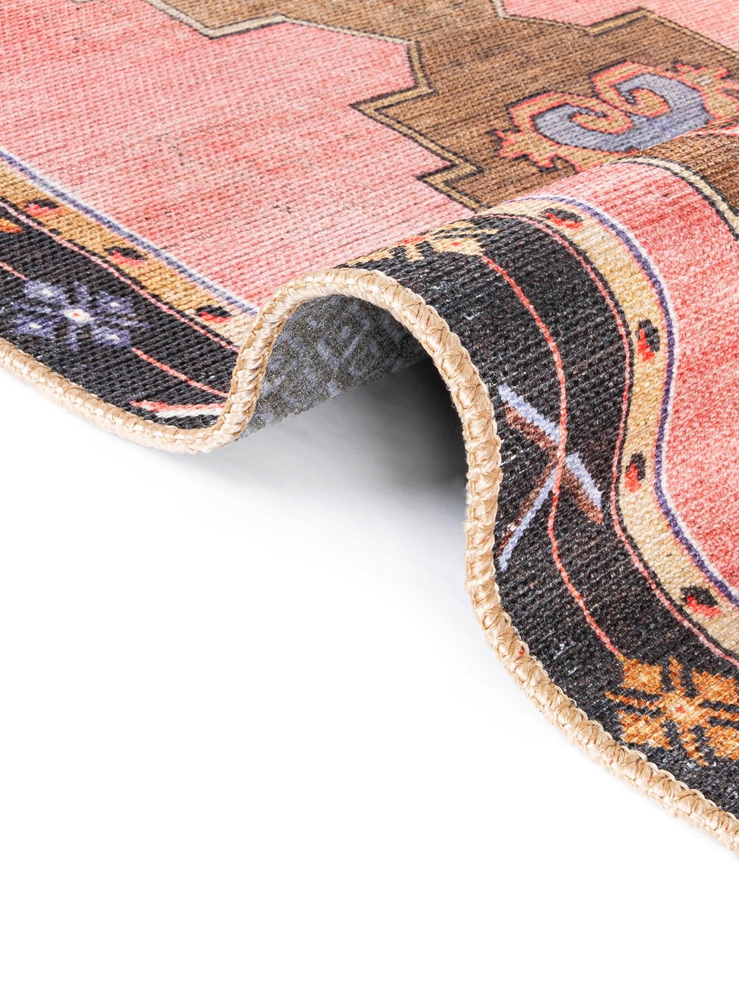 Washable Pink 2' x 4' Timeless Runner Area Rug Easy to Clean Stain Resistant & Durable Traditional Classic Vintage Design Carpet for Sale at Rug Engine
