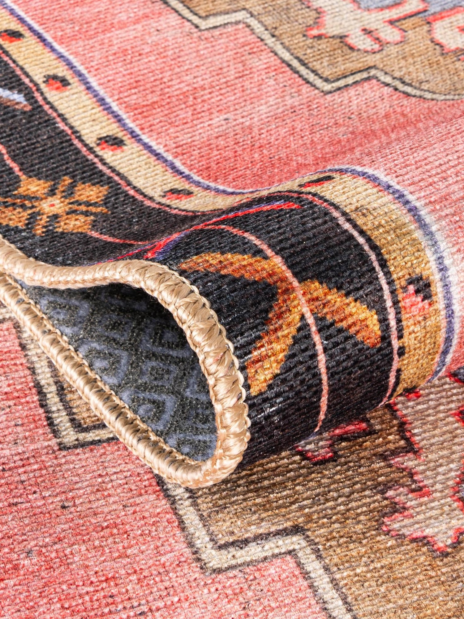Washable Pink 3' 6 x 3' 6 Timeless Round Area Rug Easy to Clean Stain Resistant & Durable Traditional Classic Vintage Design Carpet for Sale at Rug Engine